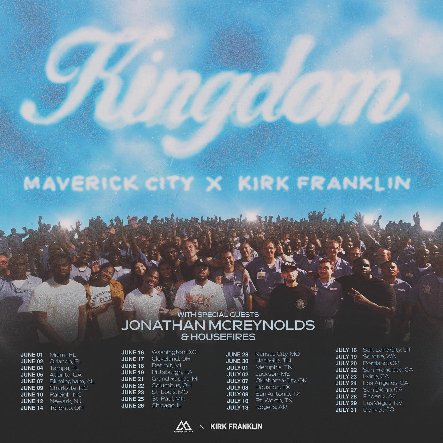 JUST ANNOUNCED! @maverickcitymusic x @kirkfranklin #KingdomTour with @jonmcreynolds and @house_fires 🙌🔥